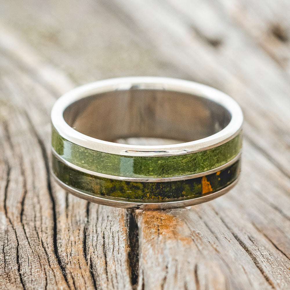 "DYAD" - MOSS & MOSSY PATINA COPPER WEDDING BAND-3
