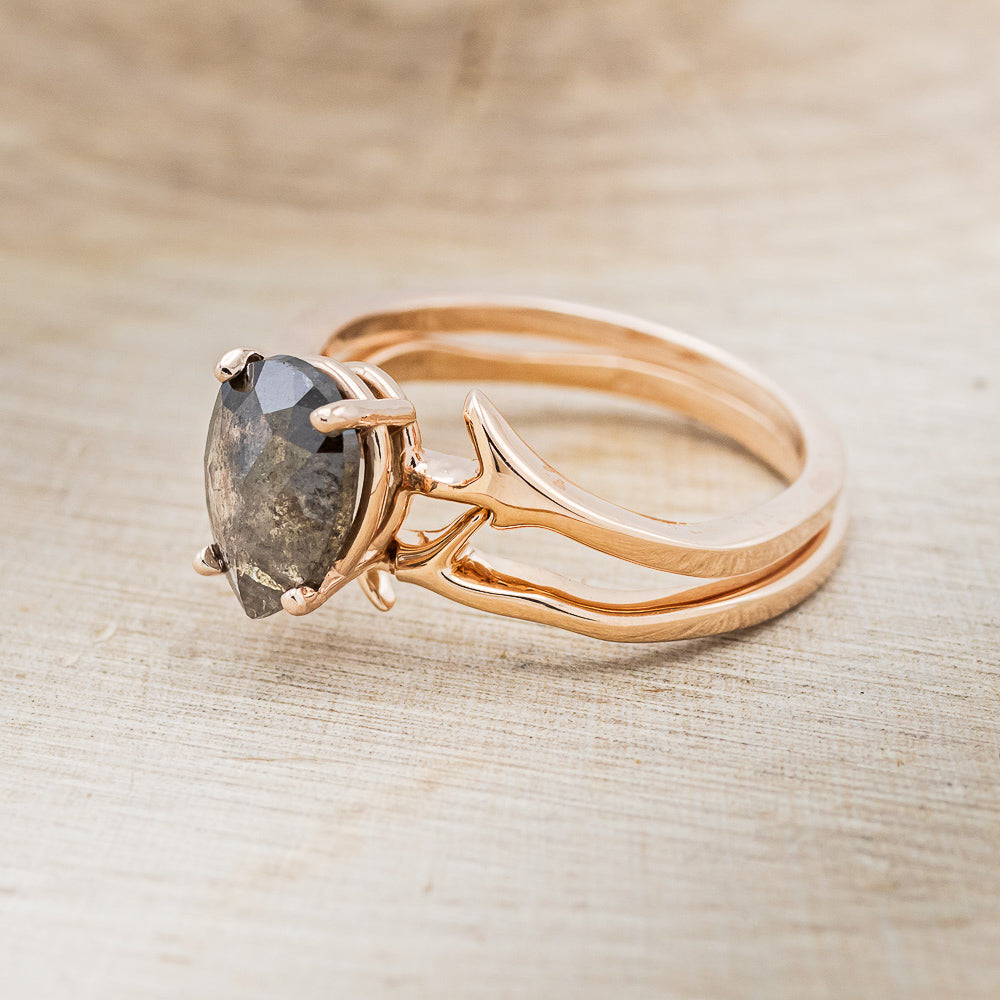 "ARTEMIS" - ENGAGEMENT RING WITH ANTLER-STYLE STACKING BAND - MOUNTING ONLY - SELECT YOUR OWN STONE-4