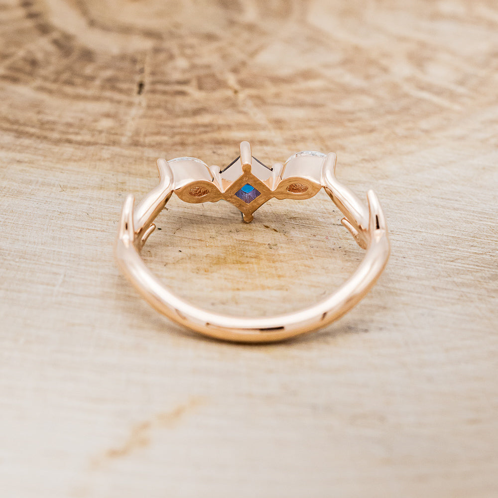 "ARTEMIS" - PRINCESS CUT LAB-GROWN ALEXANDRITE ENGAGEMENT RING WITH MARQUISE DIAMOND ACCENTS-6