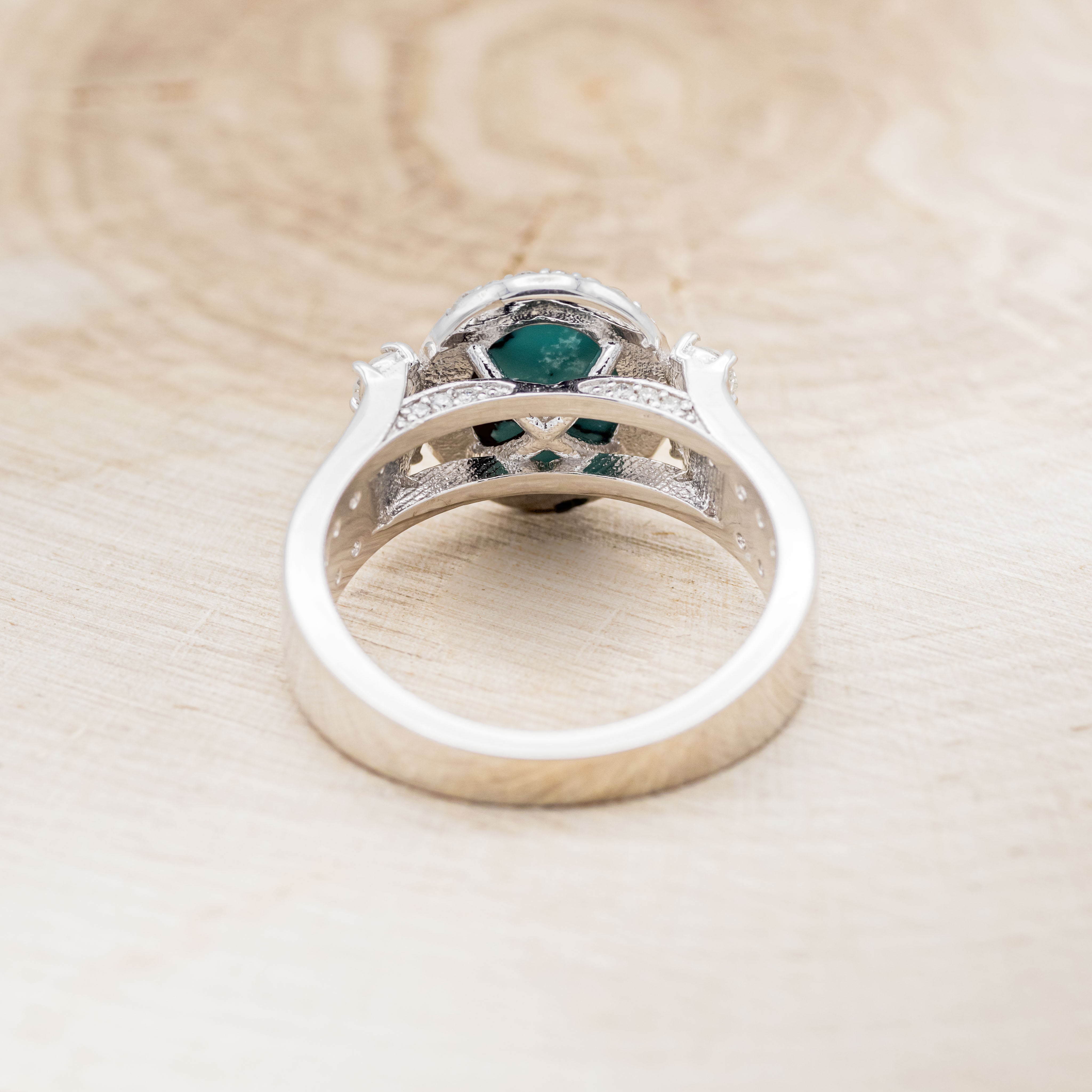 "FANCY" - OVAL TURQUOISE ENGAGEMENT RING WITH DIAMOND HALO & ACCENTS-13