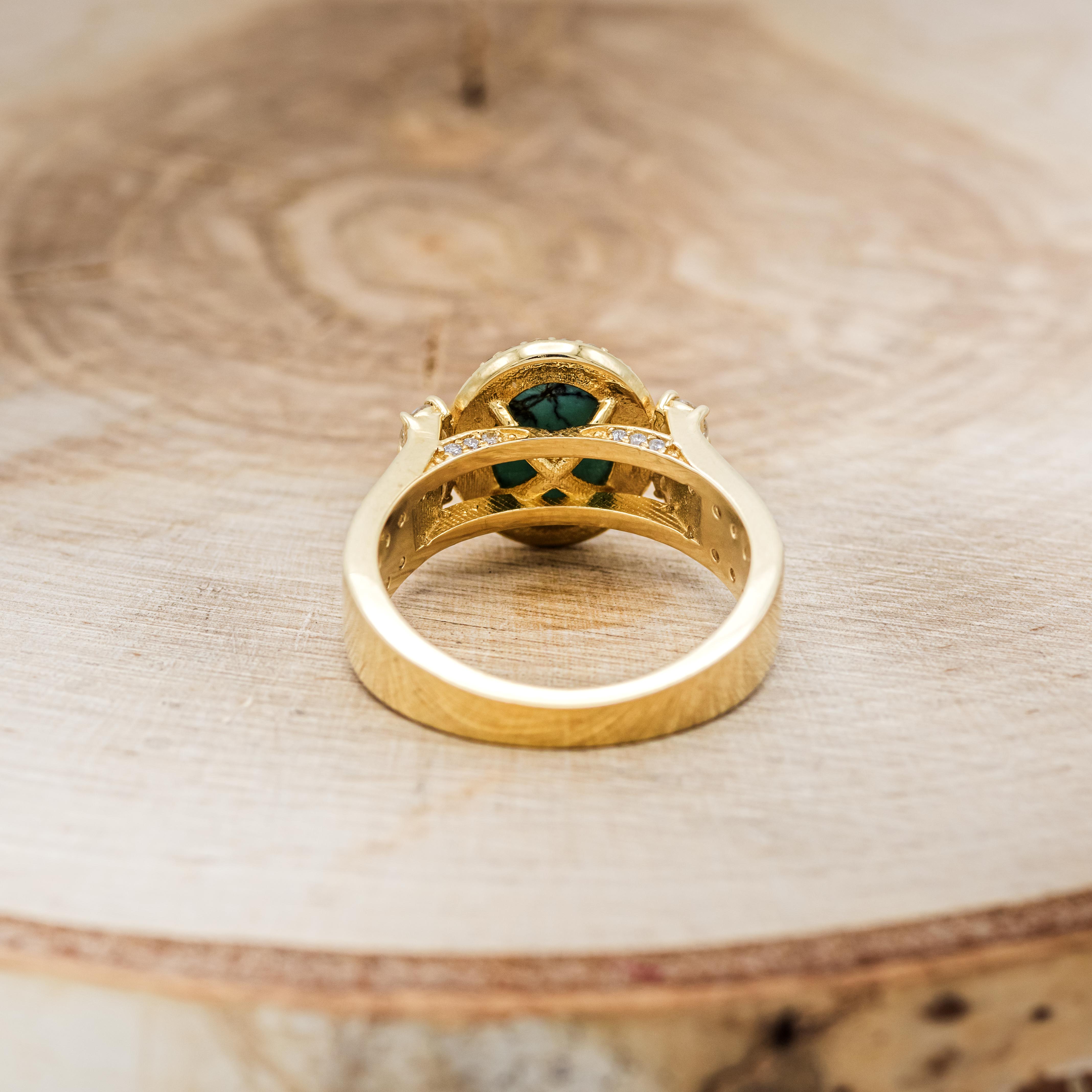 "FANCY" - OVAL TURQUOISE ENGAGEMENT RING WITH DIAMOND HALO & ACCENTS-6