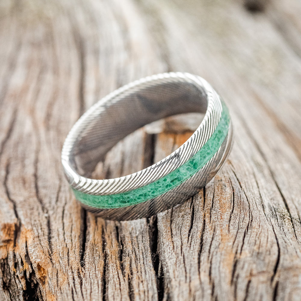 "VERTIGO" - DOMED MALACHITE WEDDING BAND - READY TO SHIP-5