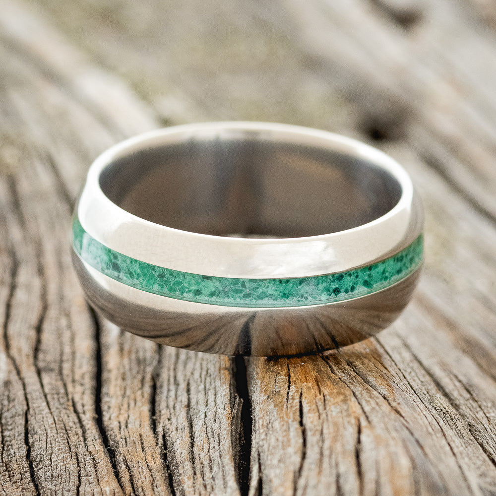 "VERTIGO" - DOMED MALACHITE WEDDING BAND - READY TO SHIP-3