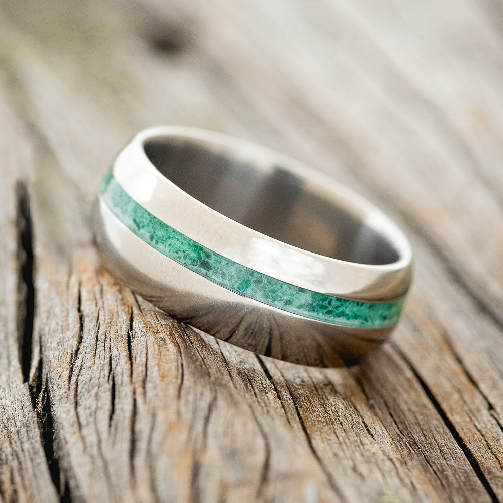 "VERTIGO" - DOMED MALACHITE WEDDING BAND-2