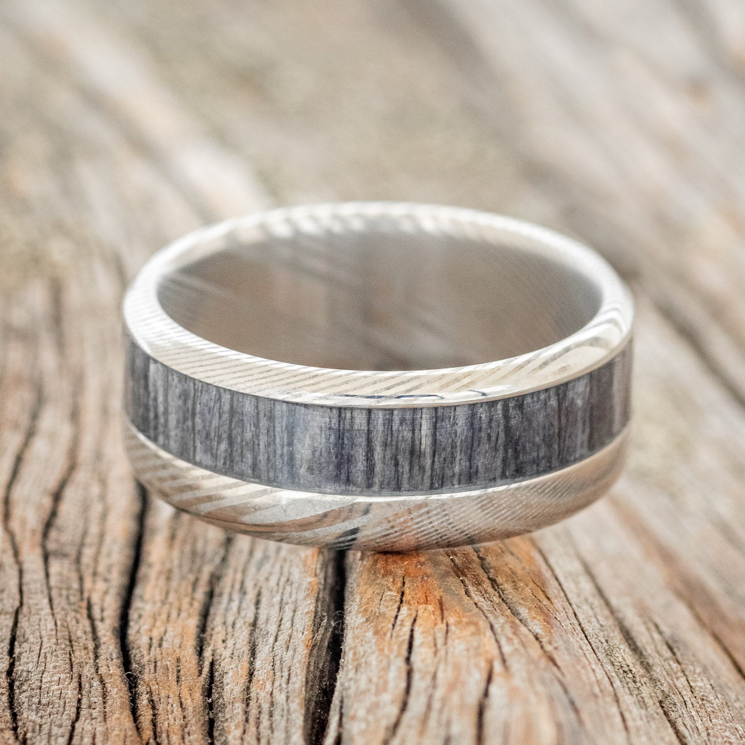 "TANNER" - GREY BIRCH WOOD WEDDING RING-6