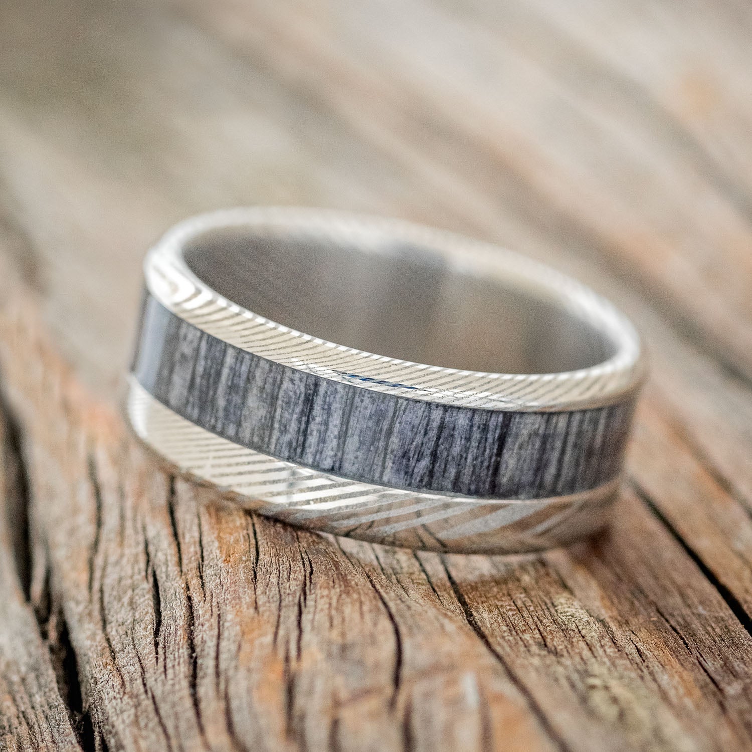 "TANNER" - GREY BIRCH WOOD WEDDING RING-5