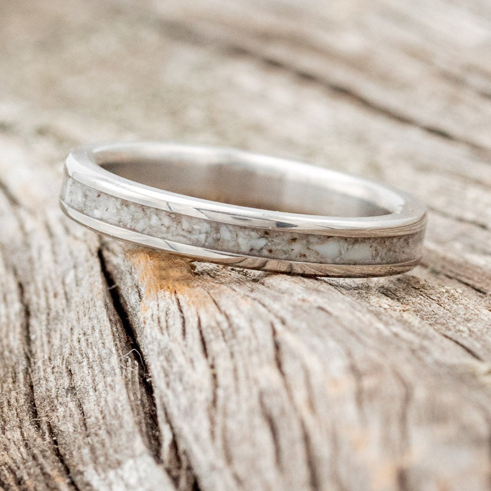 "ETERNA" - ELK TOOTH IVORY STACKING WEDDING BAND-2
