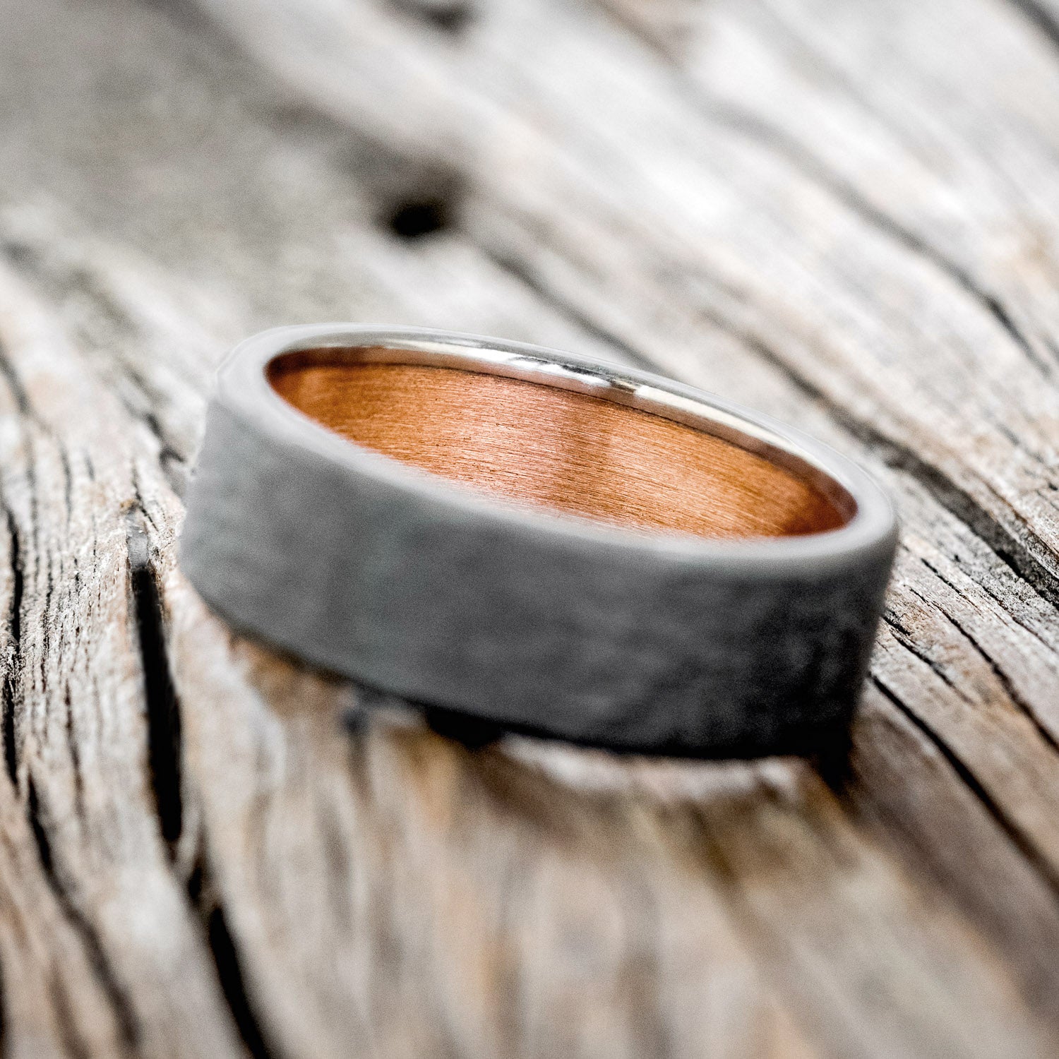 RUSTIC COPPER LINED WEDDING RING-4