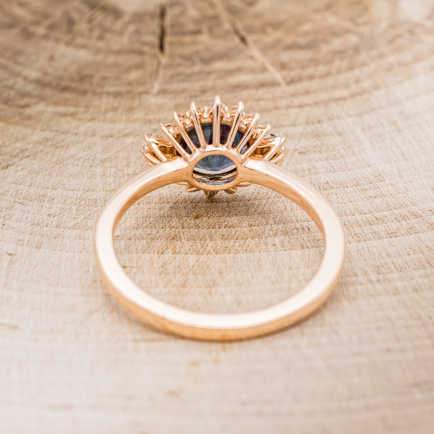 "CORALIE" - ROUND CUT LAB-GROWN ALEXANDRITE ENGAGEMENT RING WITH A DIAMOND HALO-6