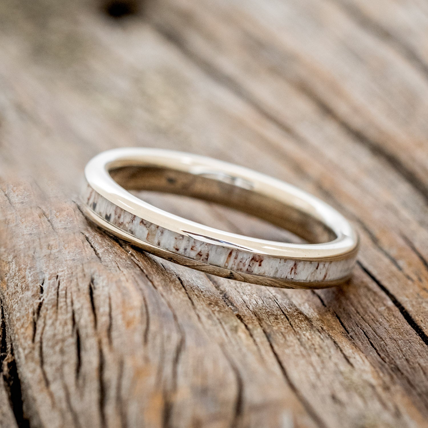 "CASTOR" - MATCHING SET OF IRONWOOD & ANTLER WEDDING BANDS-5