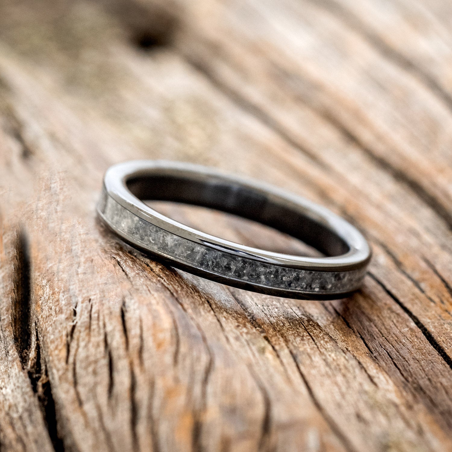 "PERENNA" - MOONSTONE STACKING BAND FEATURING BLACK ZIRCONIUM-2