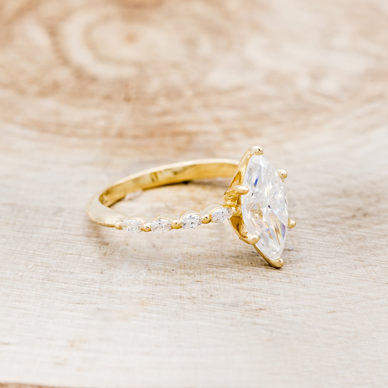 "ROMY" - MARQUISE CUT MOISSANITE ENGAGEMENT RING WITH DIAMOND ACCENTS-2