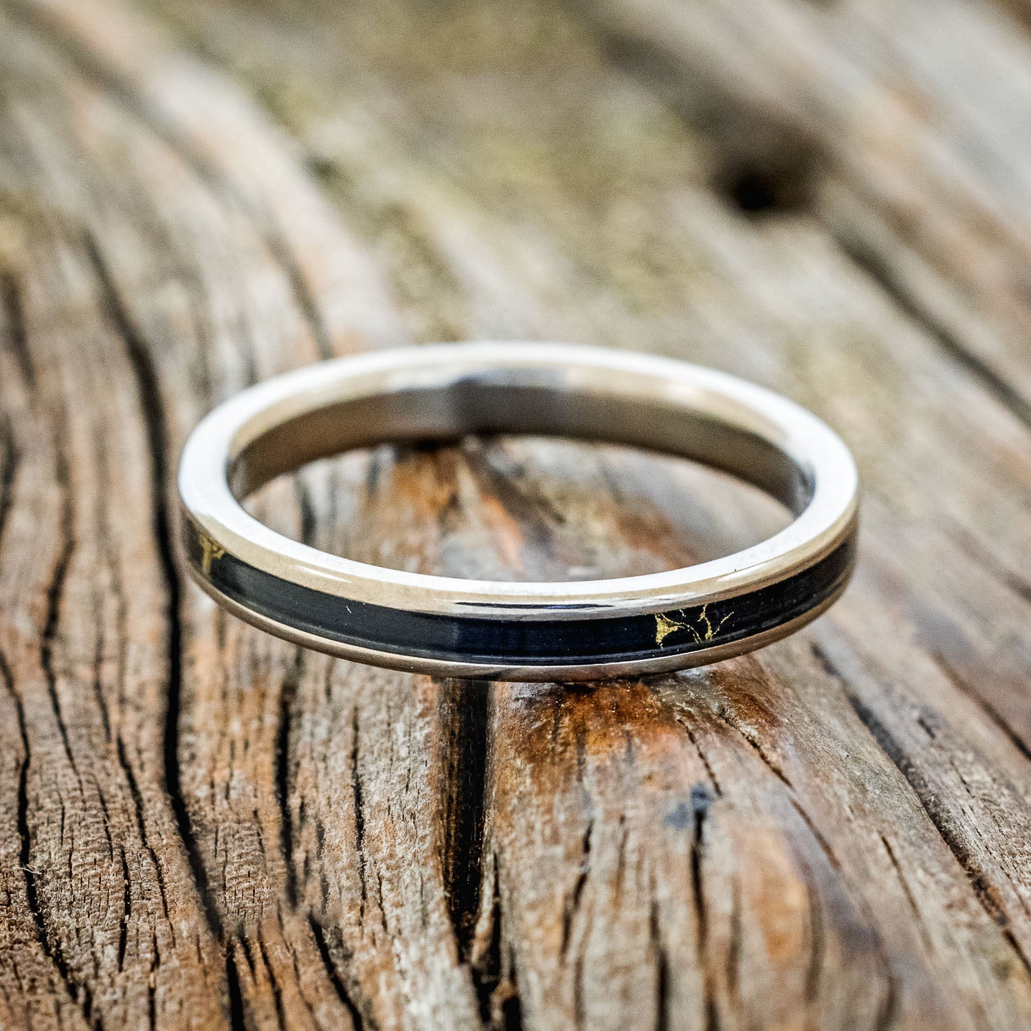 "ETERNA" - BLACK & GOLD MATRIX TRUSTONE STACKING BAND-3