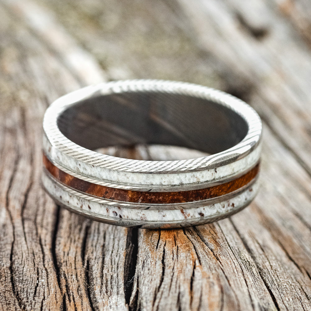 "RIO" - IRONWOOD & ANTLER WEDDING BAND - READY TO SHIP-6