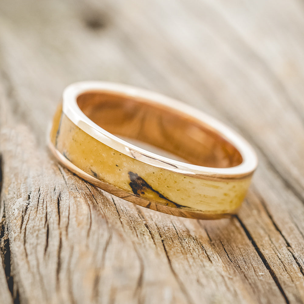 "RAINIER" - SPALTED MAPLE WOOD WEDDING RING FEATURING A 14K GOLD BAND-2