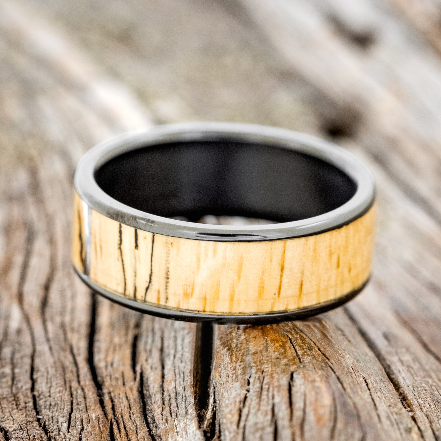 "RAINIER" - SPALTED MAPLE WEDDING BAND-7