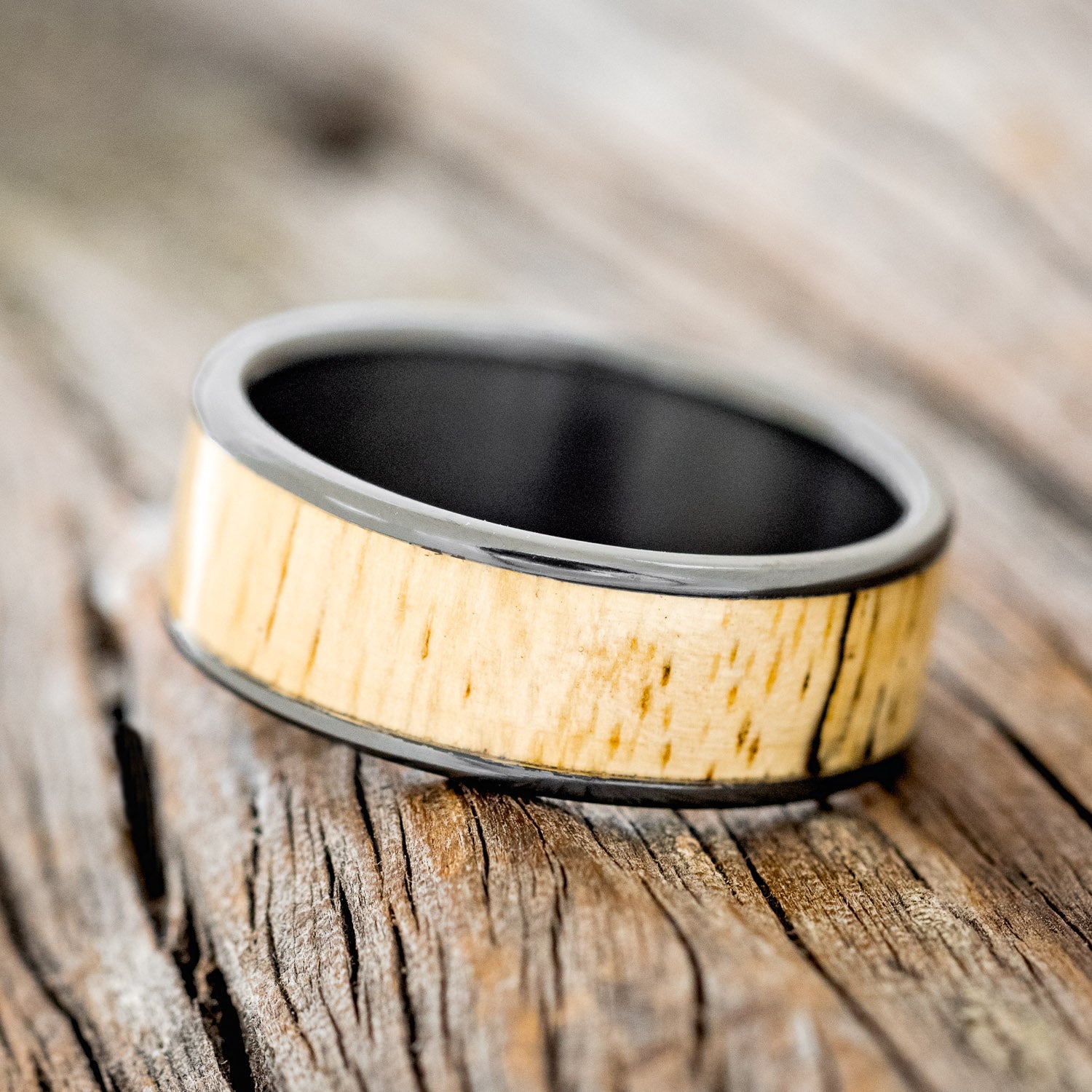 "RAINIER" - SPALTED MAPLE WEDDING BAND-6