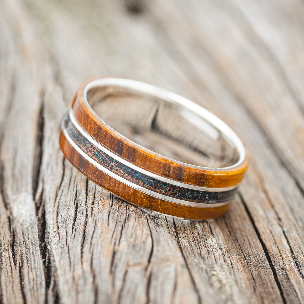 "GLEN" - IRONWOOD & PATINA COPPER WEDDING BAND-8
