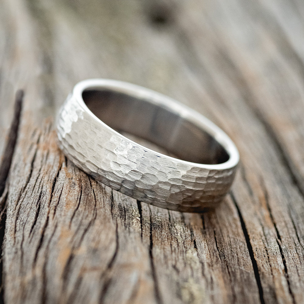 DOMED PROFILE WEDDING BAND WITH HAMMERED FINISH - READY TO SHIP-2