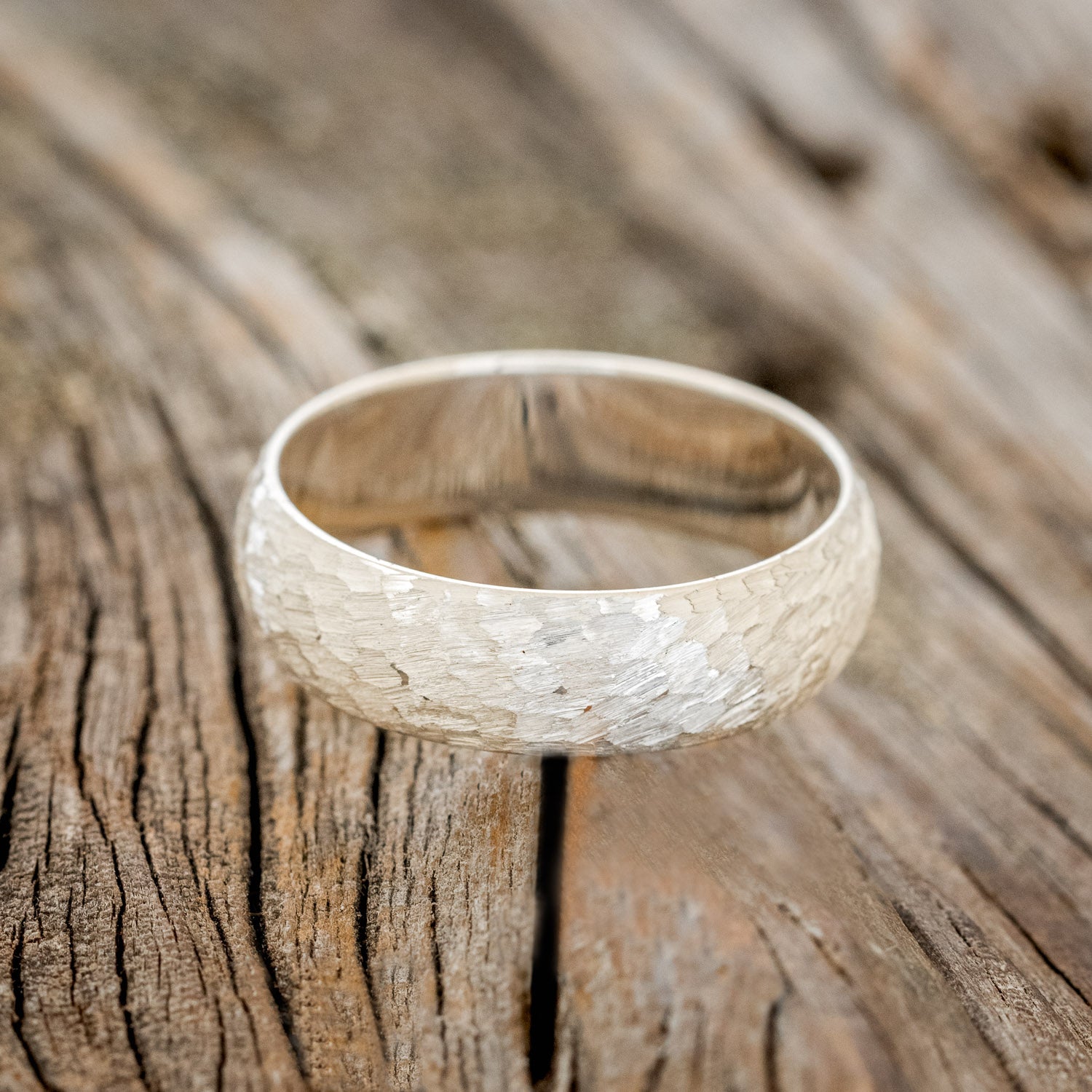 DOMED PROFILE WEDDING BAND WITH HAMMERED FINISH-12