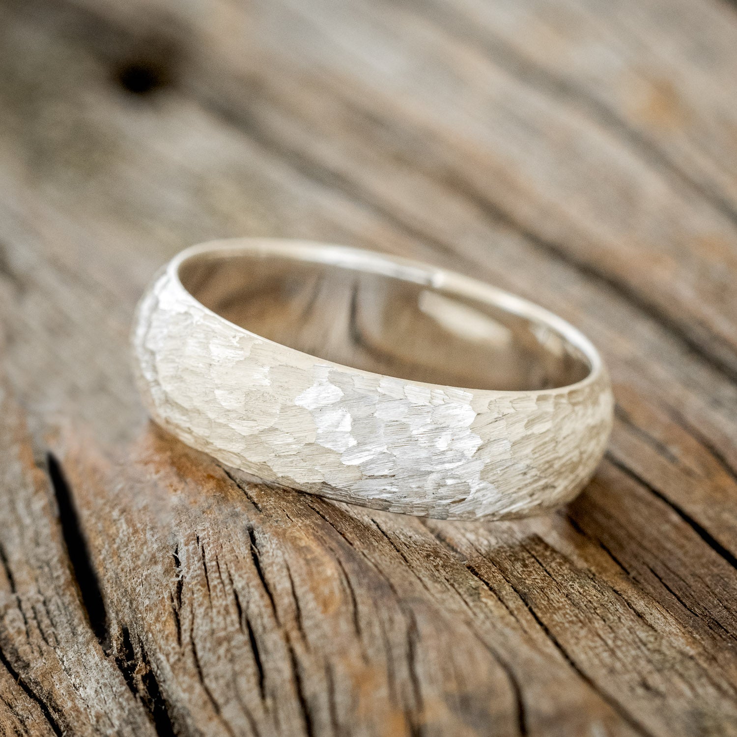 DOMED PROFILE WEDDING BAND WITH HAMMERED FINISH-11