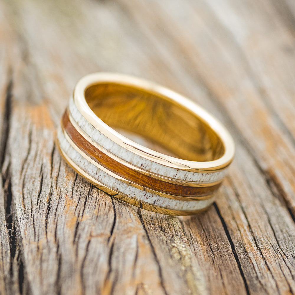 "RIO" - WHISKEY BARREL OAK & ANTLER WEDDING RING-6