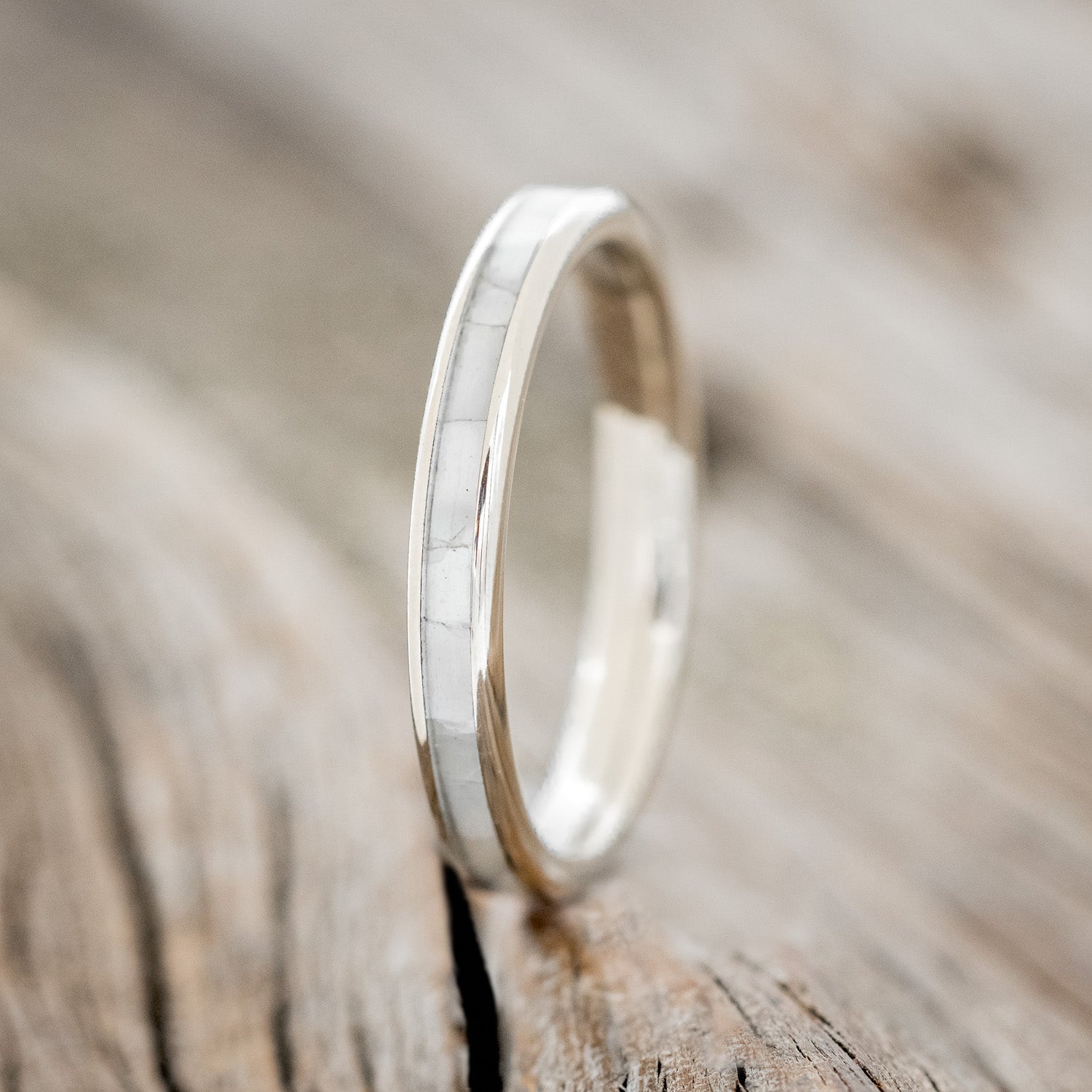 "ETERNA" - MOTHER OF PEARL WEDDING BAND-15