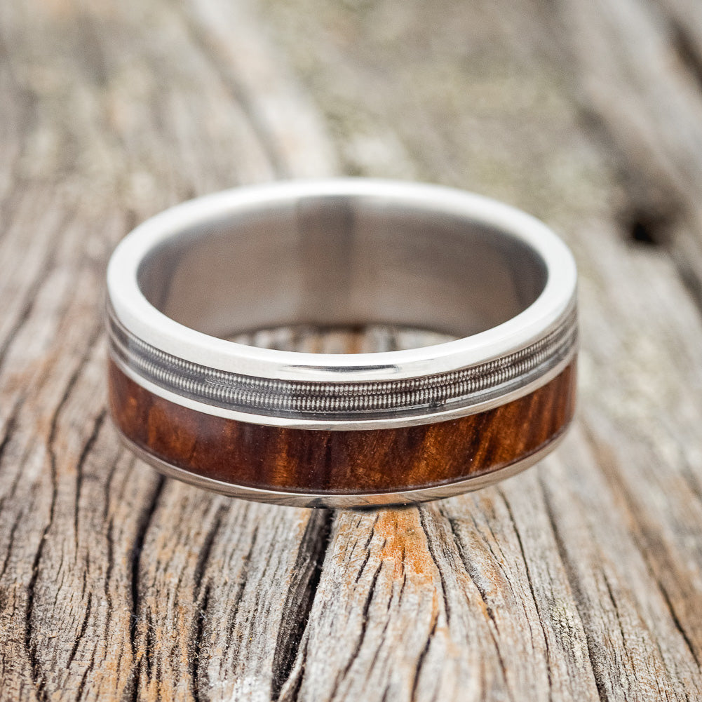 "RAPTOR" - GUITAR STRING & REDWOOD WEDDING BAND-3