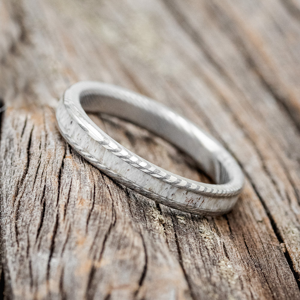 "VERTIGO" - MATCHING SET OF ANTLER WEDDING BANDS-12