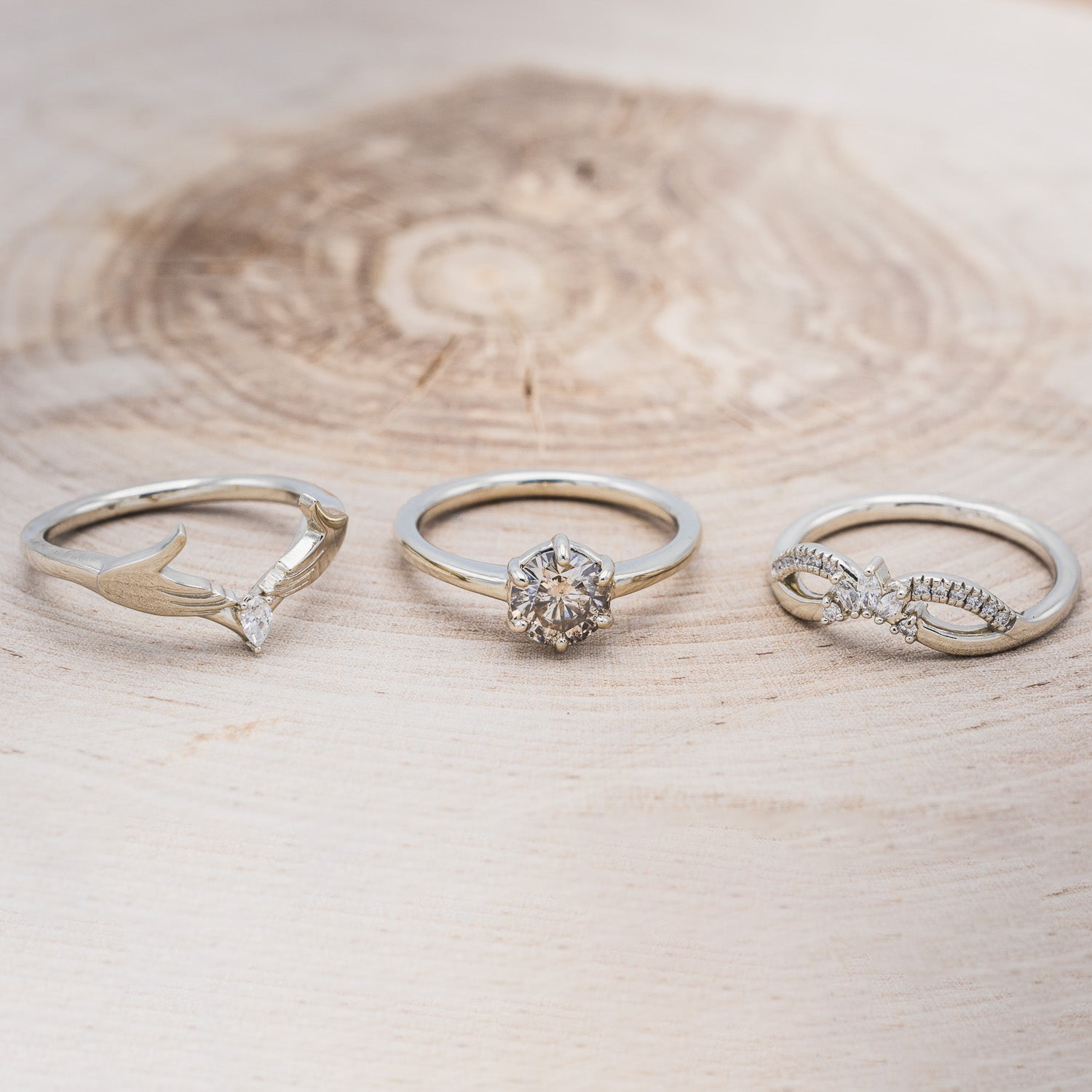 CLADDAGH BRIDAL SUITE - SOLITAIRE ENGAGEMENT RING WITH DIAMOND ACCENT TRACER & CLADDAGH TRACER - MOUNTING ONLY - SELECT YOUR OWN STONE-5