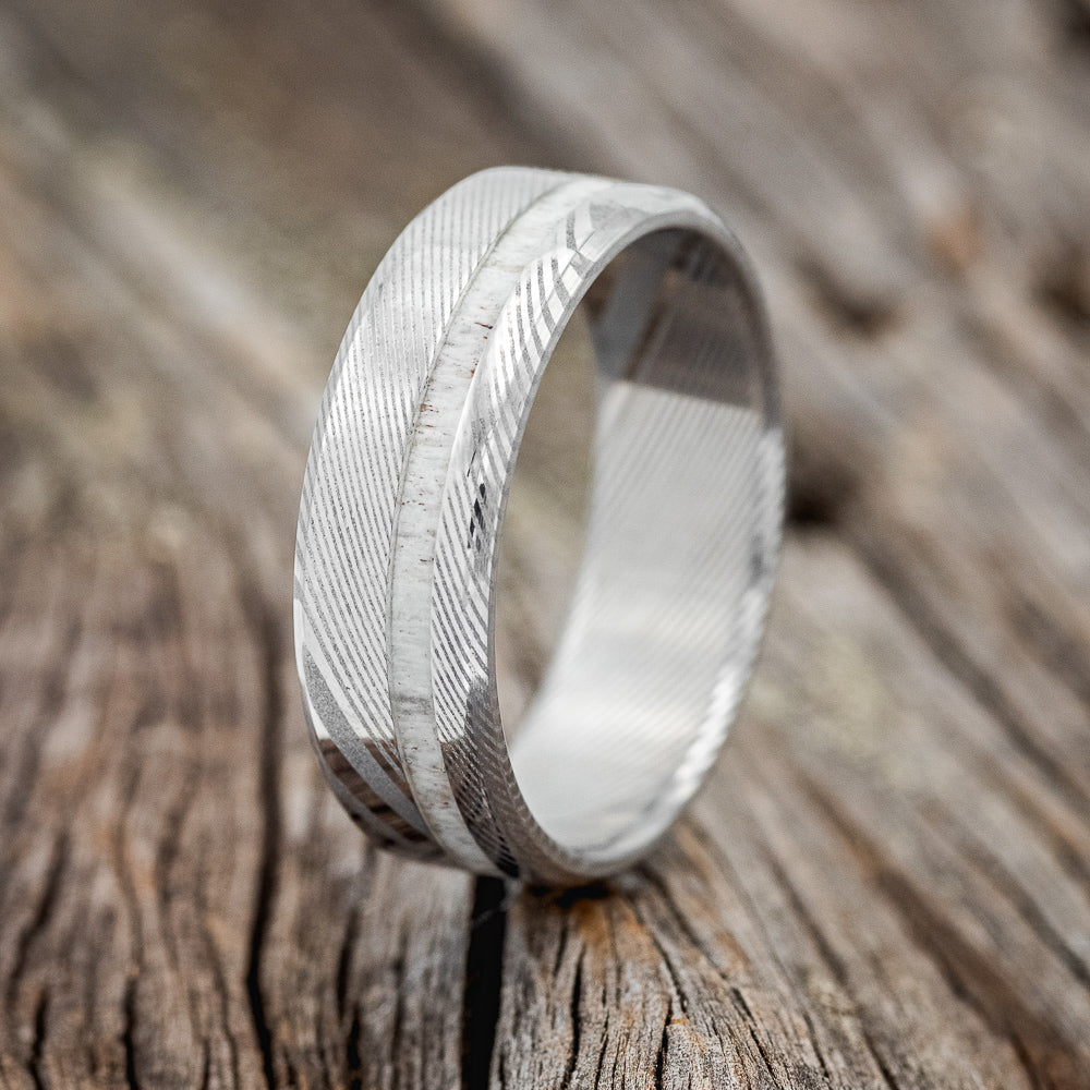 "VERTIGO" - OFFSET ELK ANTLER WEDDING RING-8