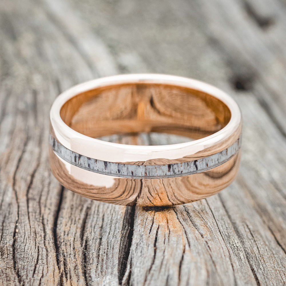 "VERTIGO" - OFFSET ELK ANTLER WEDDING RING-19