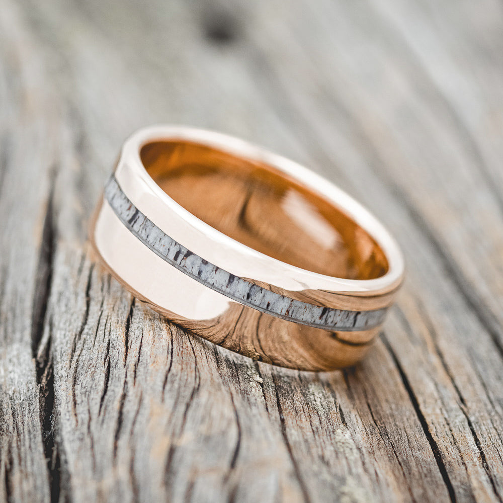 "VERTIGO" - OFFSET ELK ANTLER WEDDING RING-18