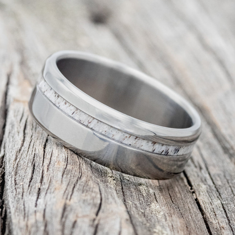 "VERTIGO" - OFFSET ELK ANTLER WEDDING RING-2