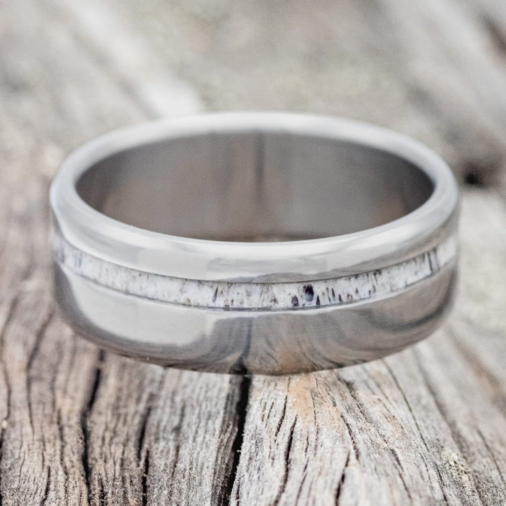 "VERTIGO" - OFFSET ELK ANTLER WEDDING RING-4