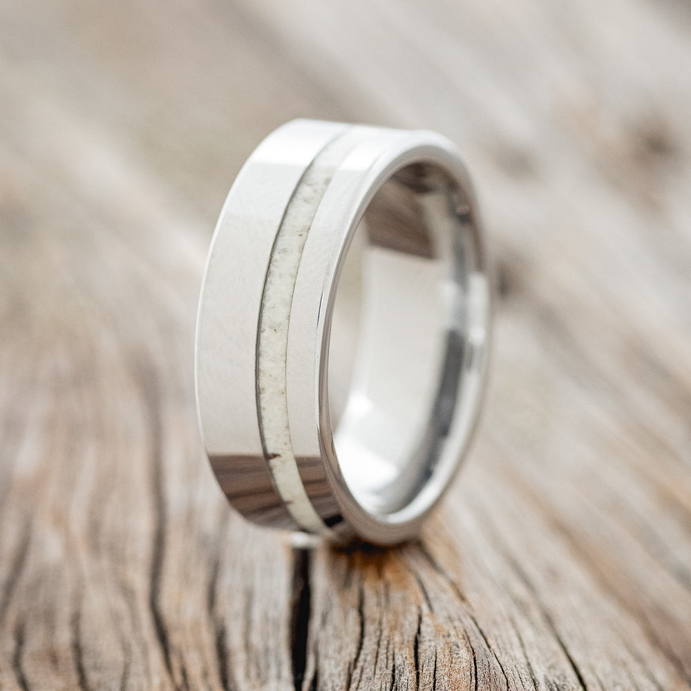 "VERTIGO" - OFFSET ELK ANTLER WEDDING RING-5