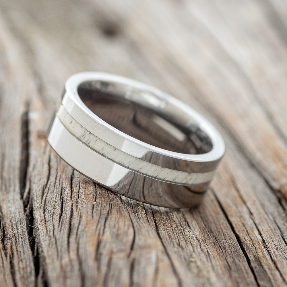 "VERTIGO" - OFFSET ELK ANTLER WEDDING RING-6