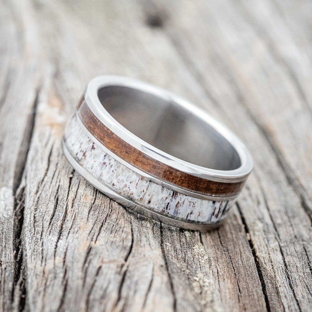 "RAPTOR" - IRONWOOD & ANTLER WEDDING BAND-2