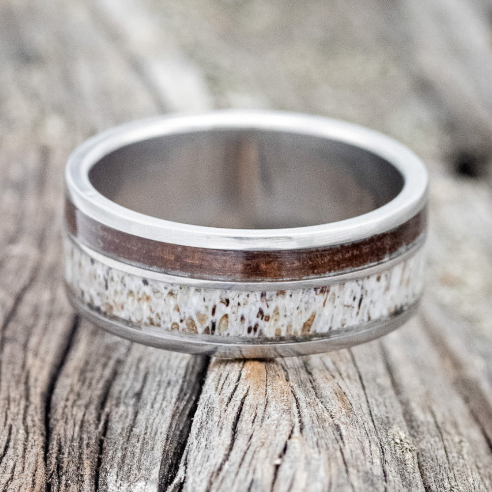 "RAPTOR" - IRONWOOD & ANTLER WEDDING BAND-4
