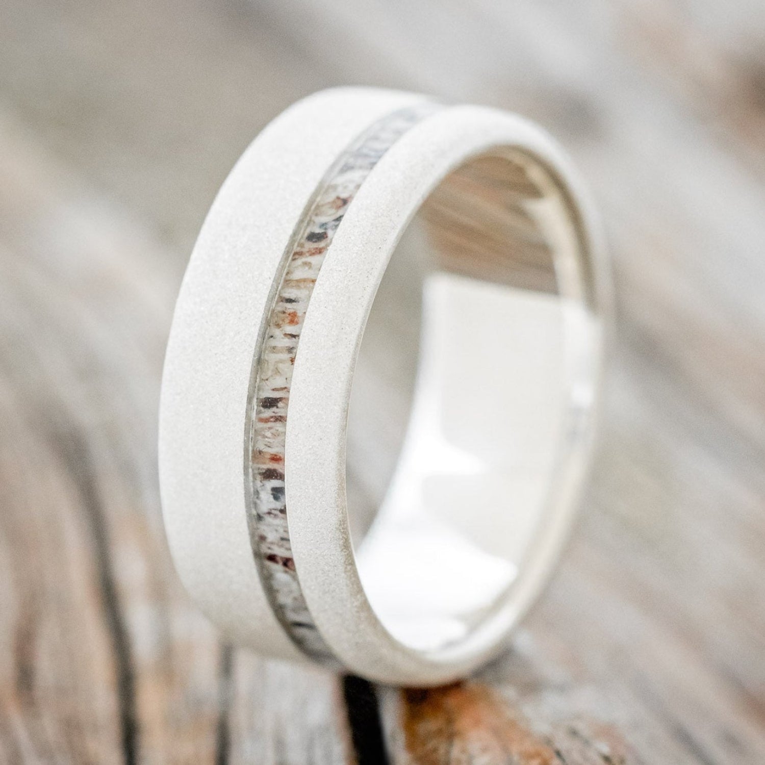"VERTIGO" - ANTLER WEDDING BAND WITH SANDBLASTED FINISH-7