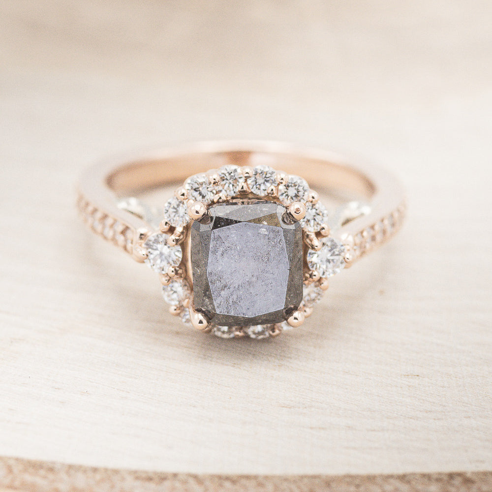 "OPHELIA" - ENGAGEMENT RING WITH DIAMOND HALO & ACCENTS - MOUNTING ONLY - SELECT YOUR OWN STONE-4