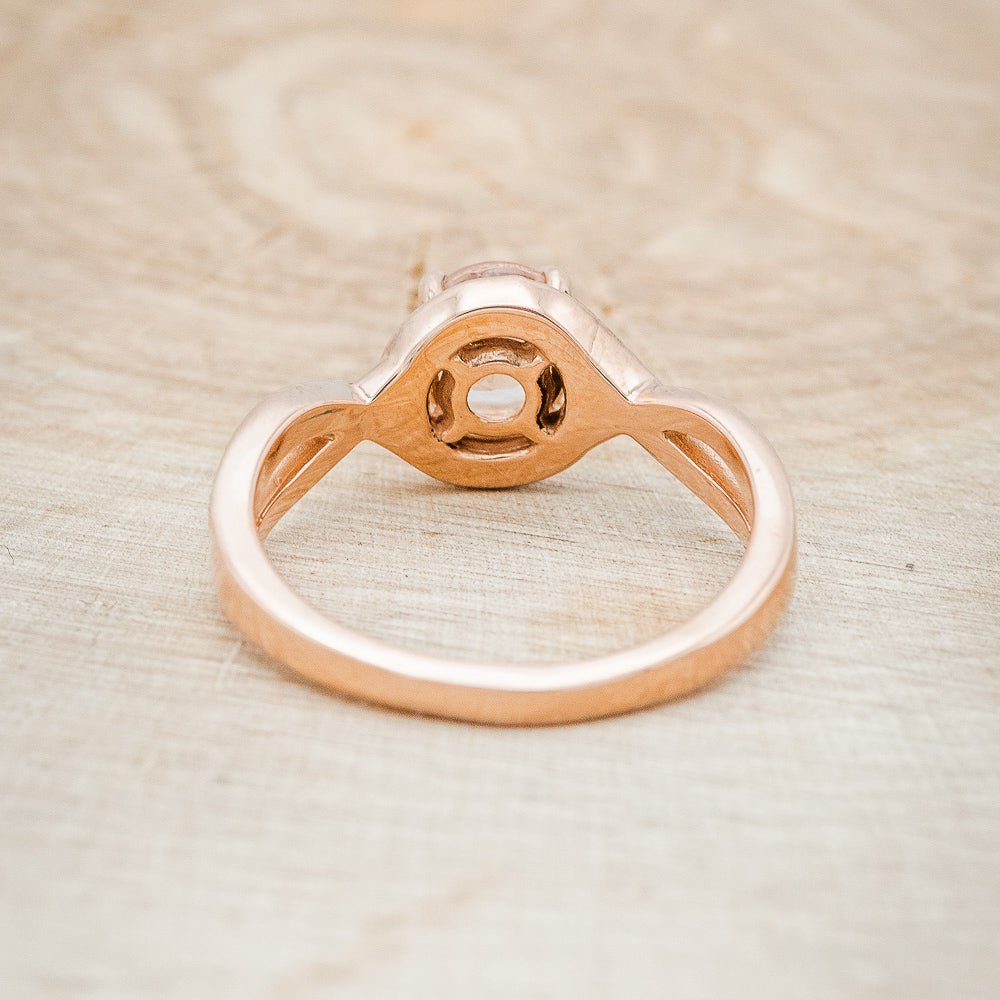 "CHARLOTTE" - ROUND CUT MORGANITE ENGAGEMENT RING WITH DIAMOND ACCENTS-6