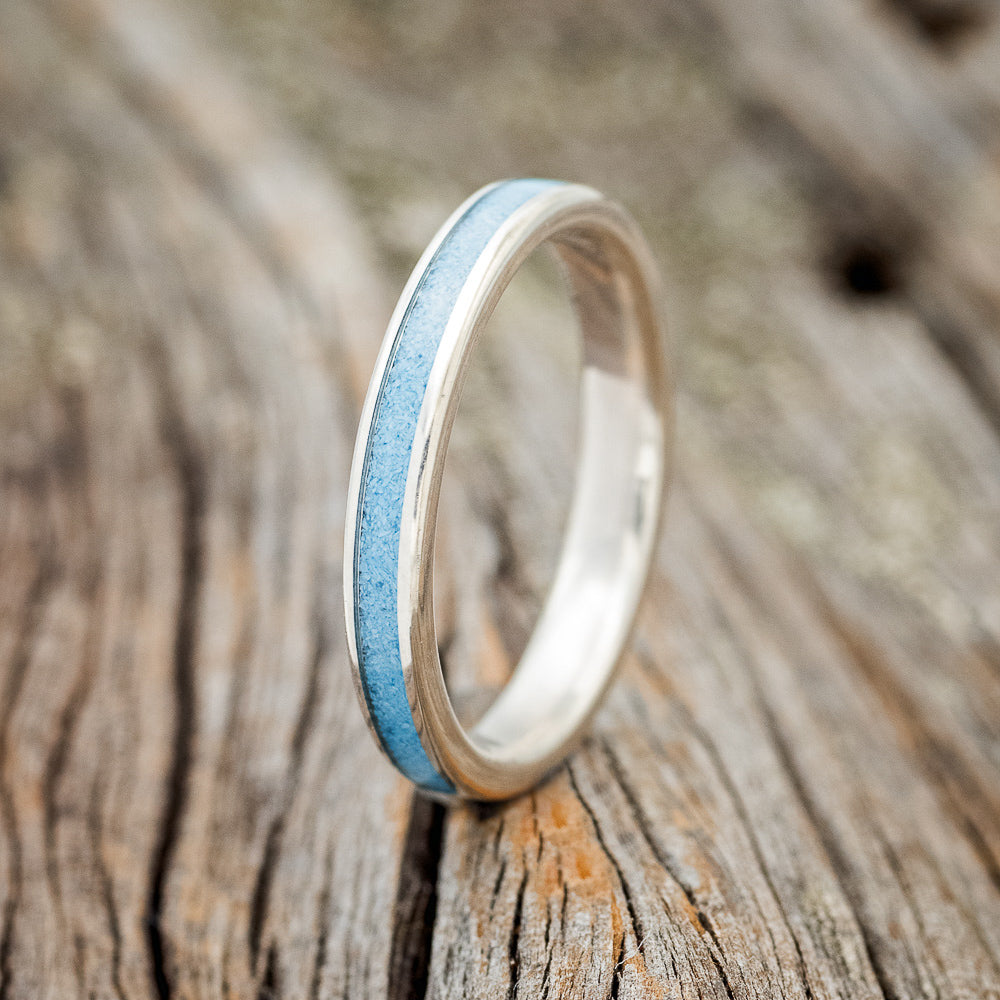 "VERTIGO" - MATCHING SET OF TURQUOISE WEDDING BANDS-12