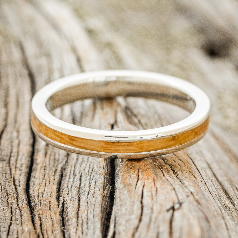 "EZRA" - MATCHING SET OF WHISKEY BARREL OAK & TURQUOISE WEDDING RING FEATURING 14K GOLD BANDS-7