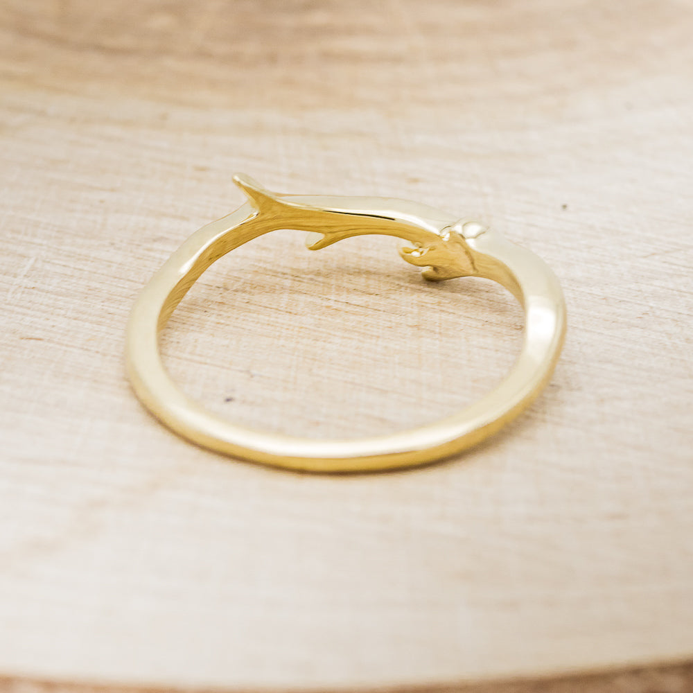 "ARTEMIS" STACKER - 14K GOLD ANTLER-STYLE STACKING BAND WITH A SINGLE DIAMOND ACCENT-6