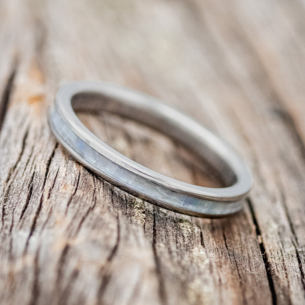 "VERTIGO" - MATCHING SET OF MOTHER OF PEARL WEDDING BANDS-5