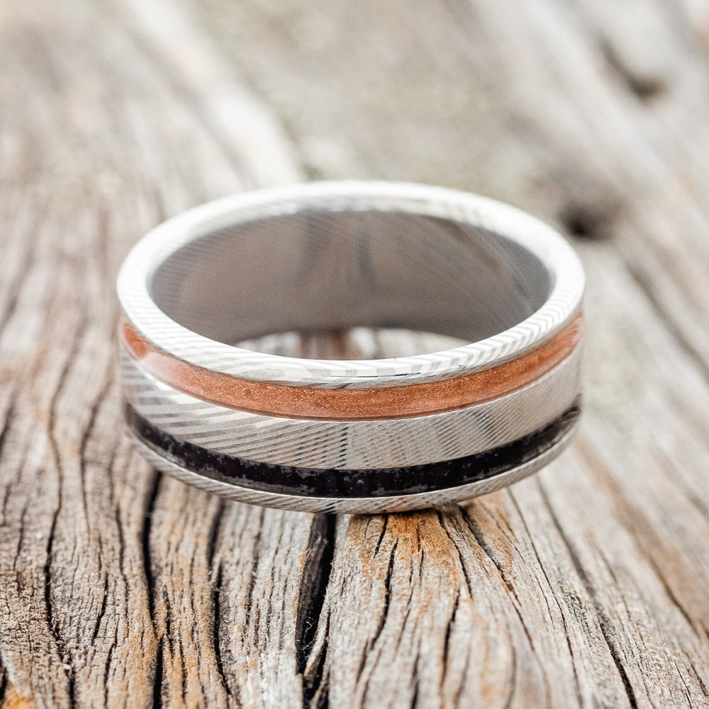 "RYDER" - POWDERED COPPER & JET STONE WEDDING RING-6