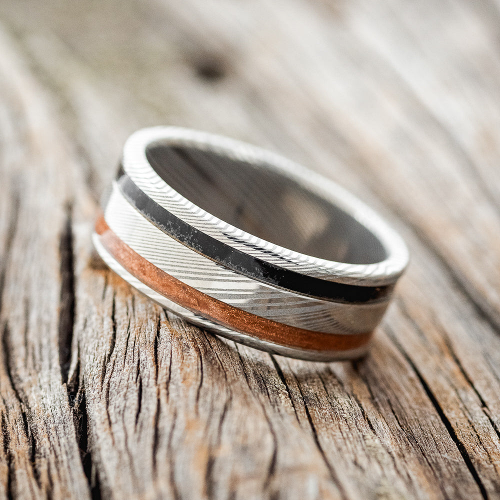 "RYDER" - POWDERED COPPER & JET STONE WEDDING RING-5