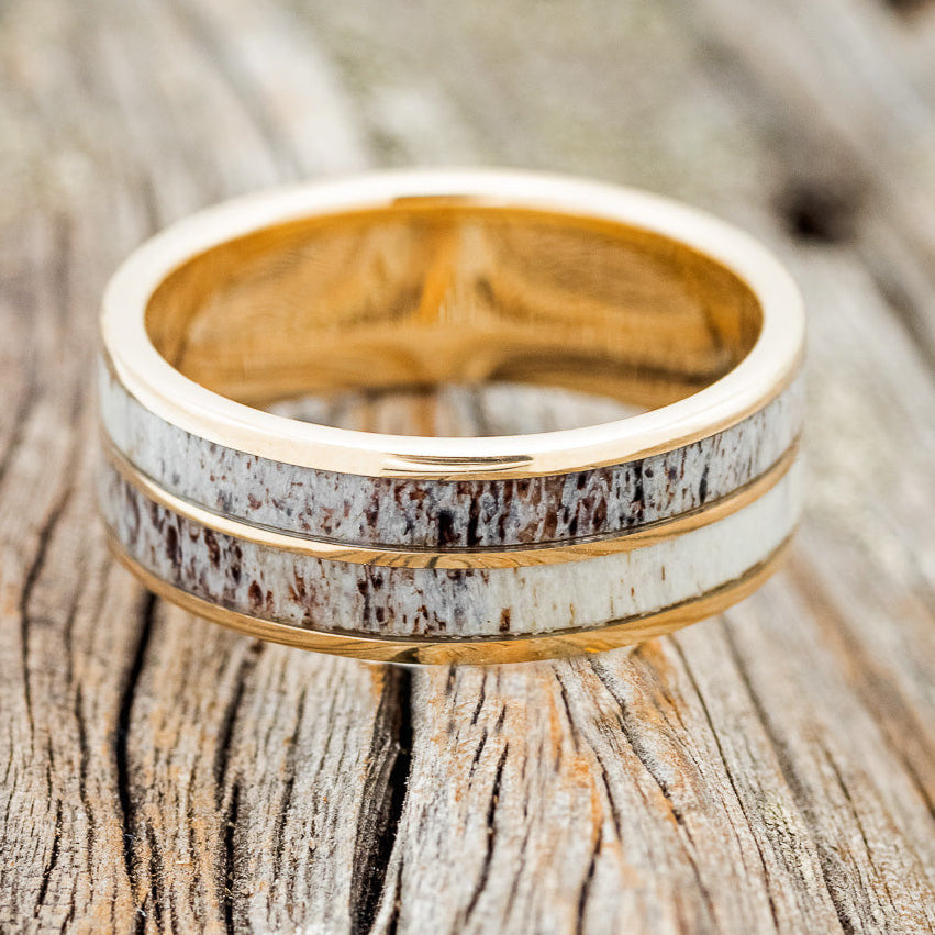 "DYAD" - ANTLER INLAY WEDDING BAND-12