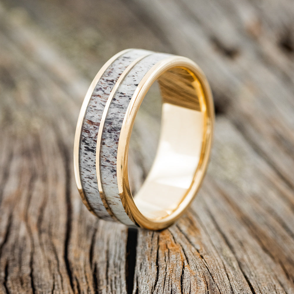 "DYAD" - ANTLER INLAY WEDDING BAND-10